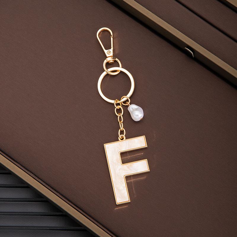 Chaveiro Pingente Nome Letras Criativas 26 Letras Pérola Imitação Concha Pingente de Bolsa Popular Acessórios
