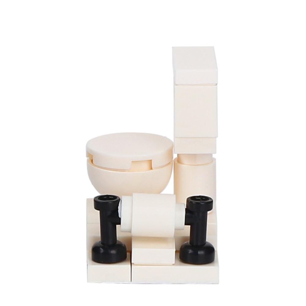 MOOXI City Bathroom Toilet 16Pcs MOC Brick Street View Furniture Model Action Figure Part Building Blocks Kids Toys Gift MOC0036