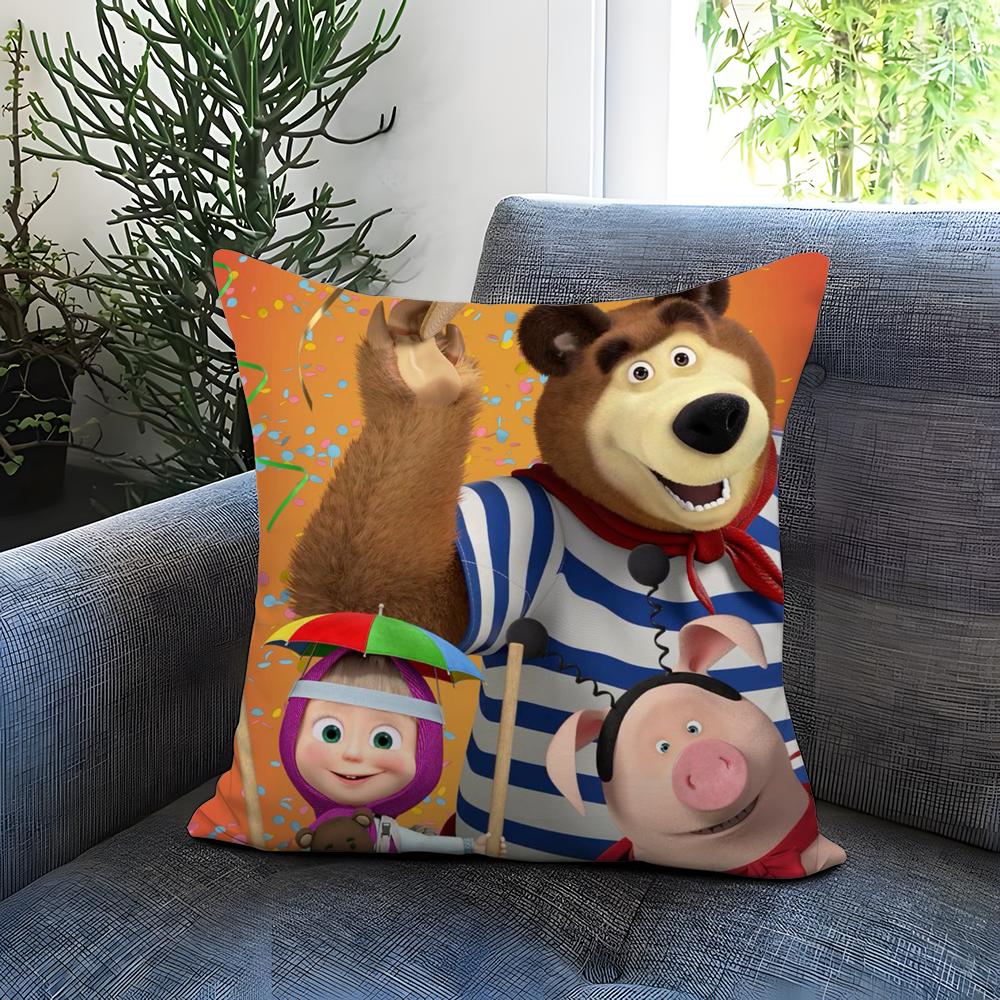 Anime M-Mascha und die B-Bären Kissenbezug Bequemer Wendekissenbezug Ideal für Auto Sofa Schlafzimmer & darüber hinaus