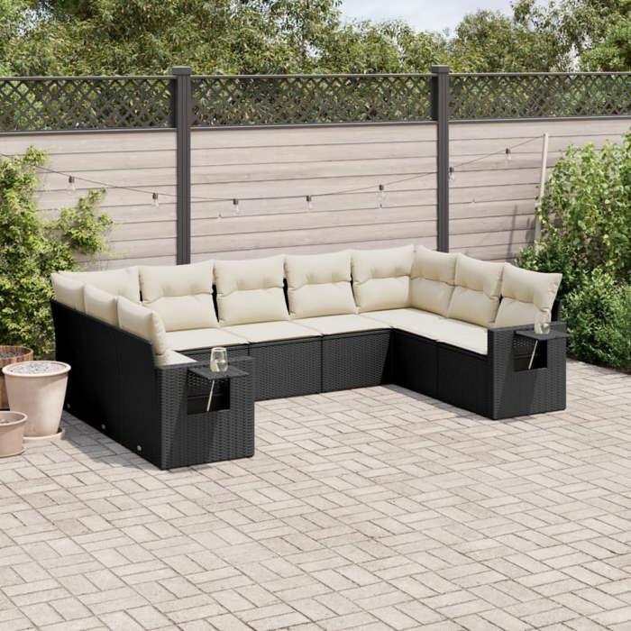 VidaXL Garden Lounge Set with Cushions 9 Pcs, Patio Sofas, Patio Furniture Set, Outdoor Furniture, Black 3220595