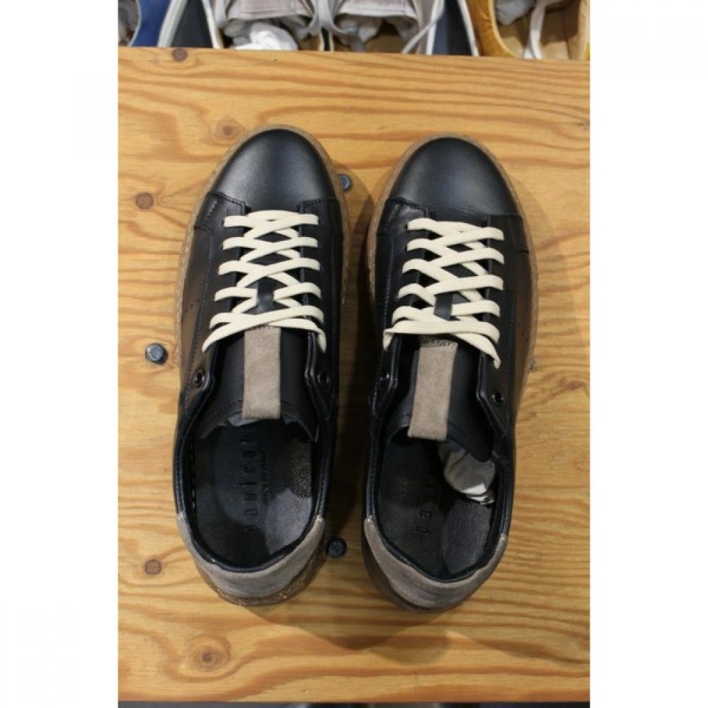 Panikalle Mario Napa Leather Suede Color Block Black CalFskin Sneakers F aFo501bk