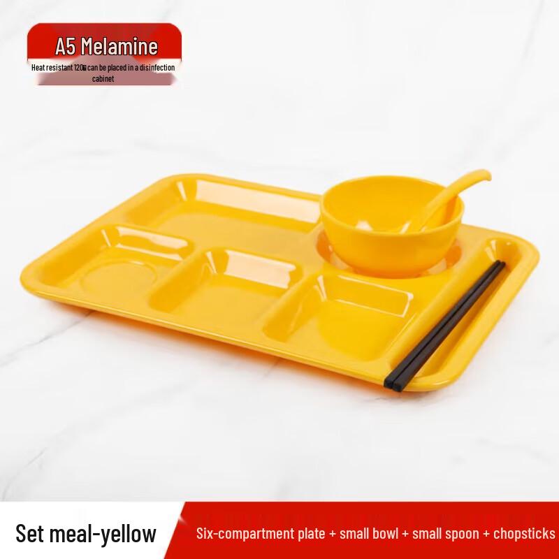 A5 Melamine 6-Compartment Fast Food Tray