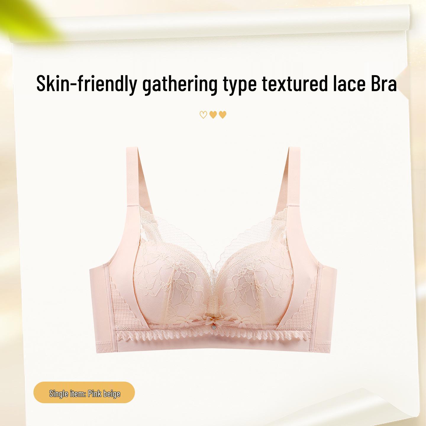 Adjustable Wireless Push-Up Lace Bra for Small Busts - Medium Thickness, Side Support, Reduces Armpit Fat 34/75AB