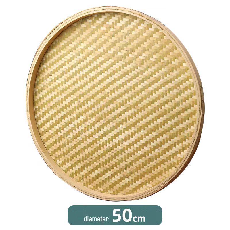 Round Bamboo Weaving Tray: Fine Mesh Sieve, Drying & Draining Basket, Decorative Sample Plate