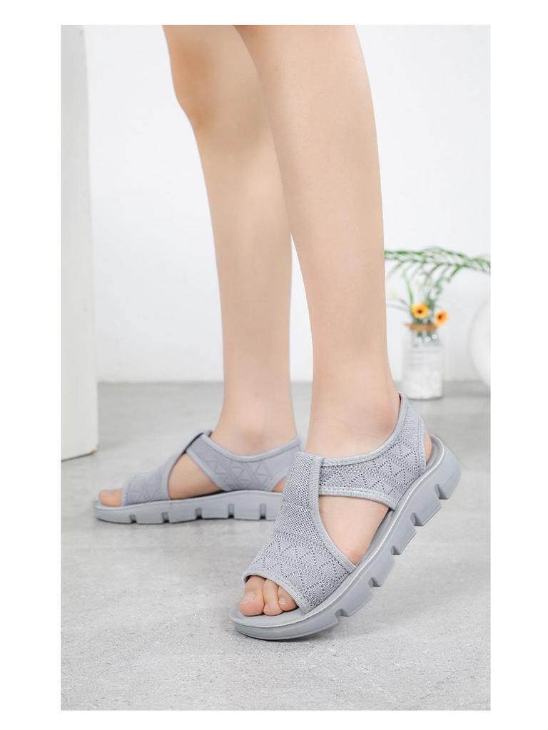 Women's Summer Fly-Knit Breathable Open-Toe Sandals & Slippers, Polyurethane Lightweight Design