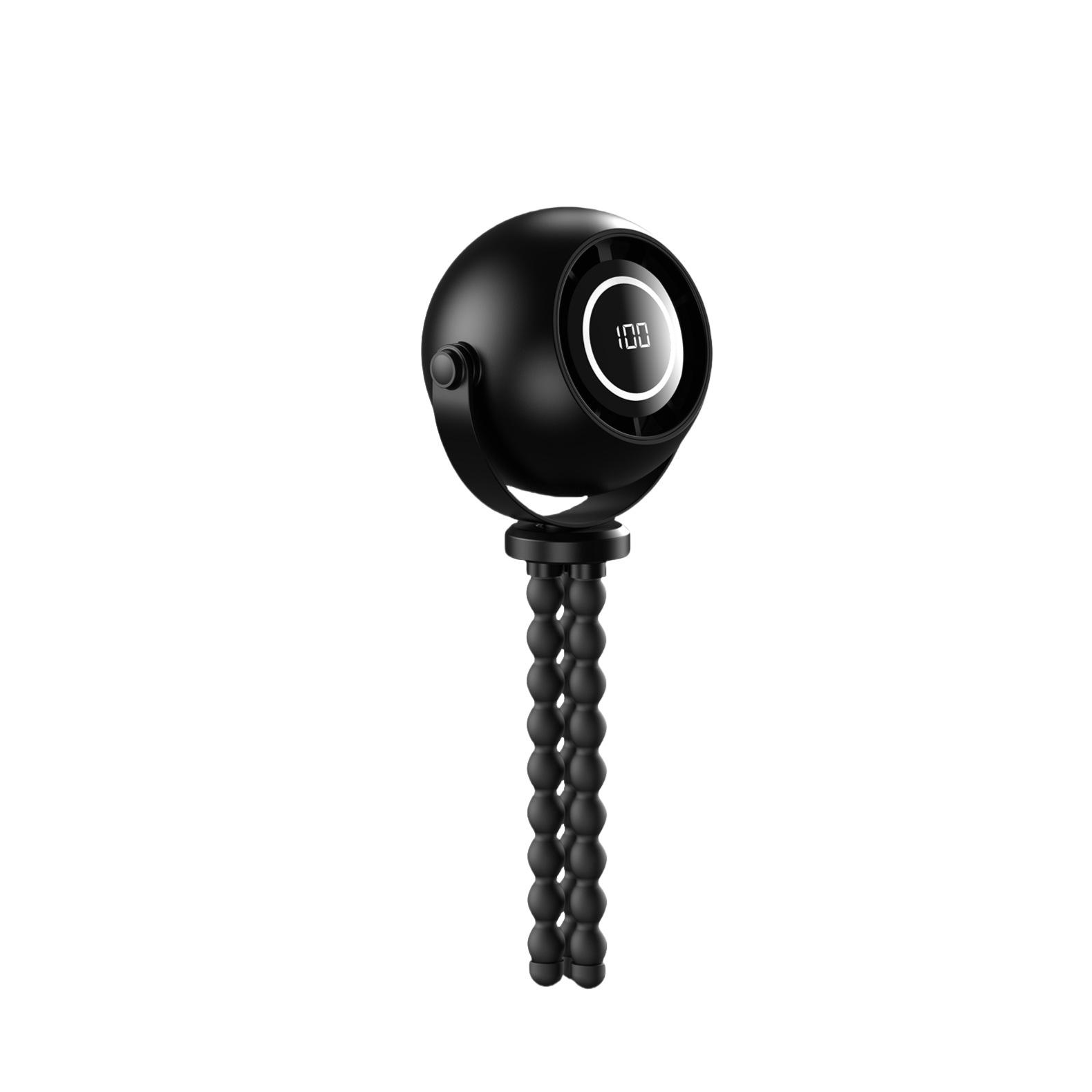 

Compact LED Display Portable Stroller Fan - Mini Silent Octopus Design 4000mAh Battery чёрный