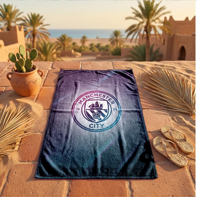 Asciugamano da Spiaggia Tema Manchester City Morbido Asciugatura Rapida?Asciugamano Asciutto Per Vacanze Estive Al Mare Nuoto