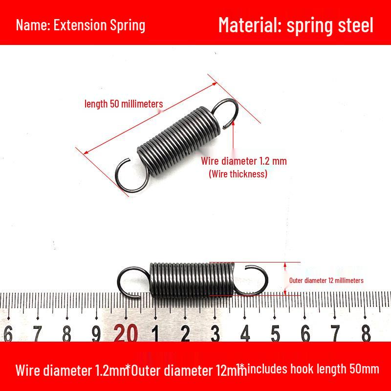1.2mm Wire Extension Spring with Hook - Soft Tensile Force Spring Accessory