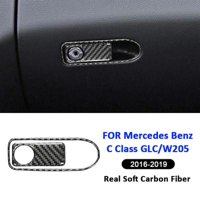 Carbon Fiber Car Co-Pilot Storage Box Pull Handle Switch Frame Decoration Sticker For Mercedes Benz 2016- C Class GLC W205