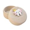 Wood Baby Teeth Box Cartoon Cute Round Small Lost Tooth Keepsake Storage Saver Container Box Birthday Baby Shower Boys Girls Gift