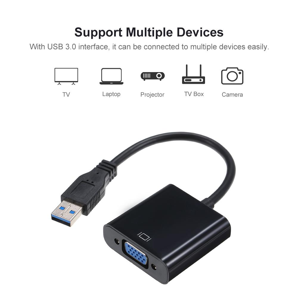USB3.0 auf VGA Buchse Adapter Konverter Kabel 1080p für PC Laptop Projektor TV Box