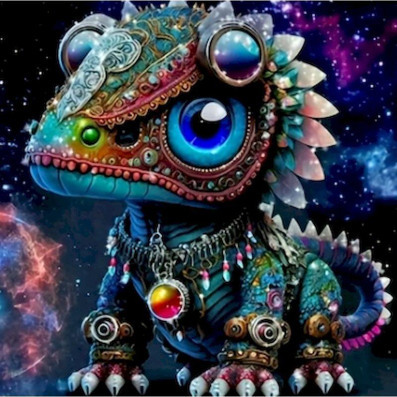 

5D Diamond Embroidery Cross Stitch Steampunk Chameleon Kits Diy Diamond Art Painting Animal Pictures Of Rhinestone Home Decor Full Round 25x25cm