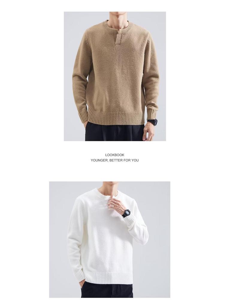 Autumn/Winter 2025 Men's Solid Color Round Neck Sweater - Soft, Youthful, Versatile Knitwear