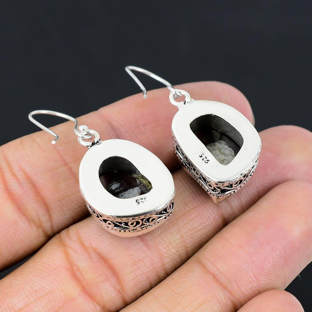 Memorial Day Deal Mookaite Gemstone Dangle Boho Vintage Earrings Sterling Silver