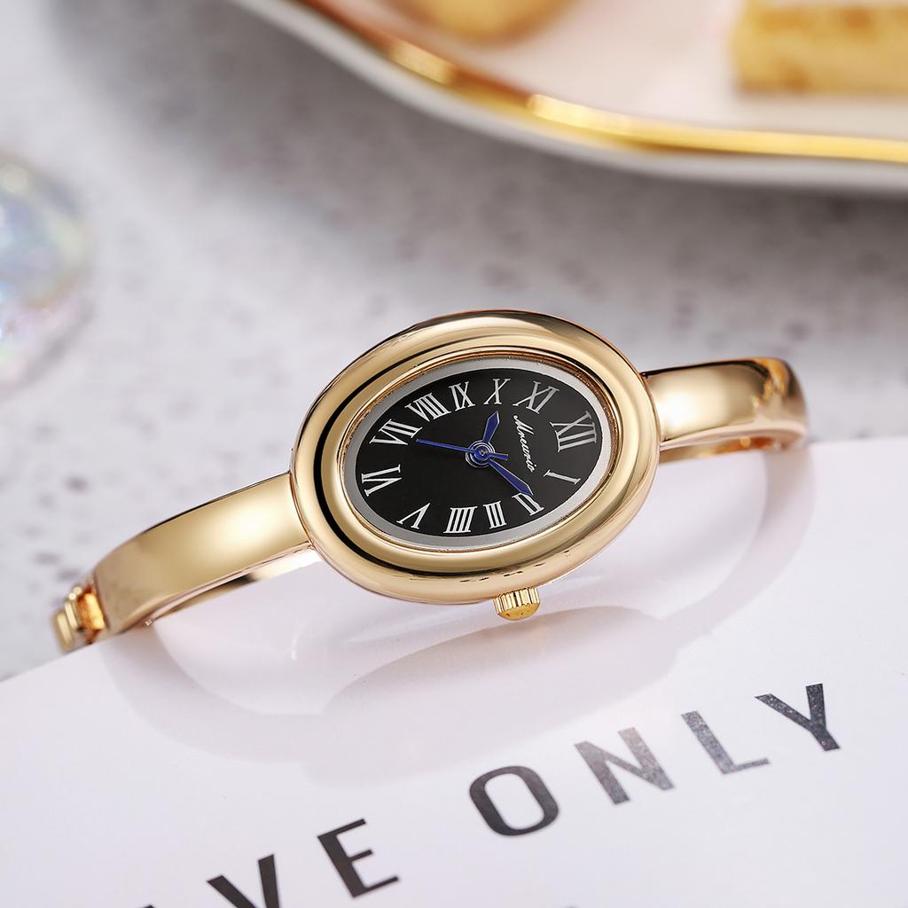 Elegant Oval Roma Dial Women Quartz Watch Fashion Bracelet Strap Ladies Wristwatch Girls Clock Gift