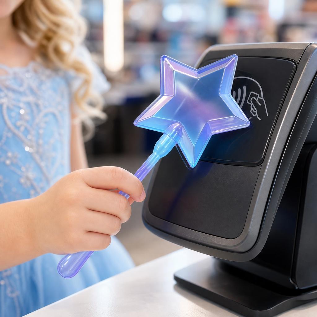 3D Star Shaped Magic Wand Contactless Payment Card Holder Toy with Extendable Handle for Kids and Adults Safe and Convenient Use