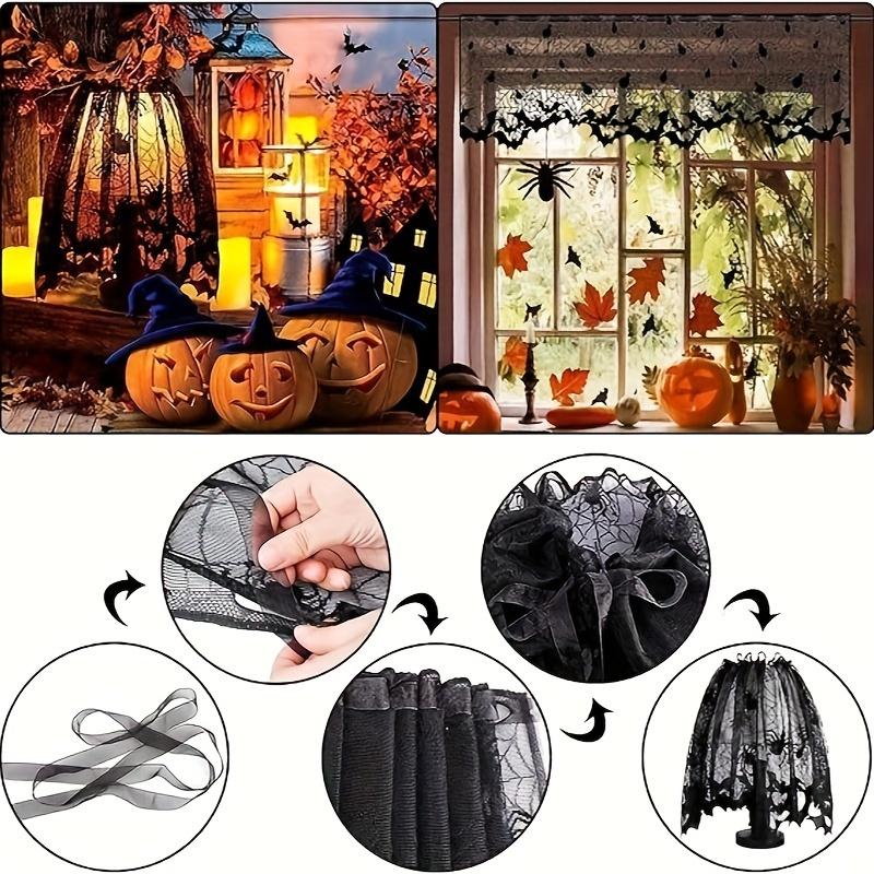 4Piece/Set Halloween Tablecloth Spider Web Fireplace Disposable Bat Spider Table Pulley Circular Tablecloth Lampshade Decoration