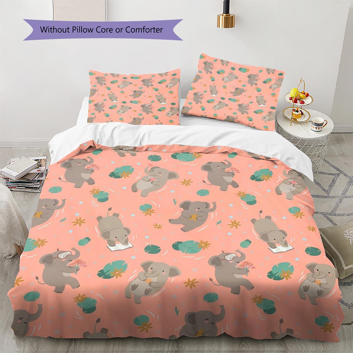 

Elephant Pattern Bedding Quilt Set Quilt Cover Pillowcase Home Decoration Birthday Gift (1 * duvet cover + 2 * pillowcase, without core) 135x200cm