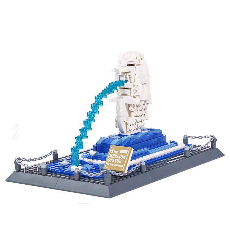Non-Toxic 503Pcs Merlion Statue Singapore Building Blocks Landmark Architecture Model Small Particle Assemble Bricks Children Educational