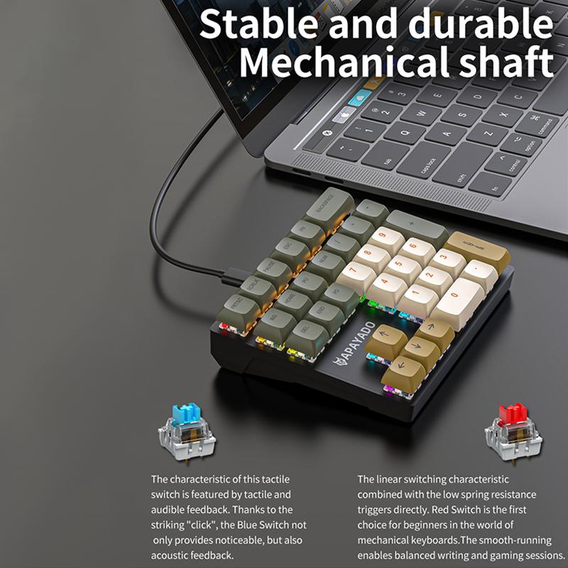 Wired Mechanical 33-Key Numeric Keypad With Multi-Color Lights Shaft Laptop Numeric Keyboard Accessories External Keyboard