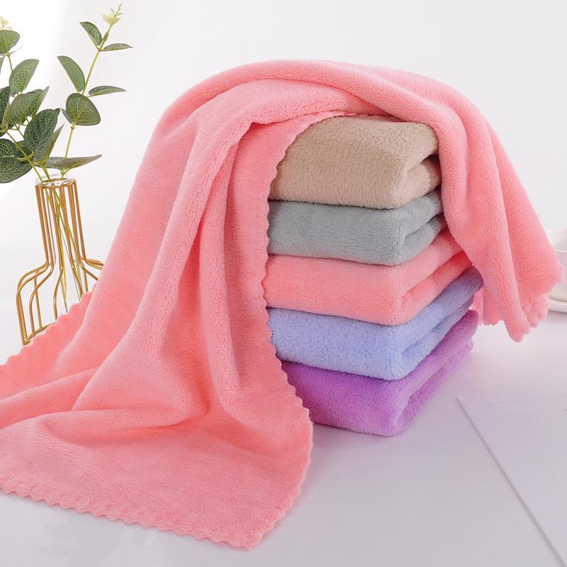 Solid Color Coral Fleece Towel Warp Knitted Trimming Does Not Deform Thickened Soft Absorbent Set Bath Towel