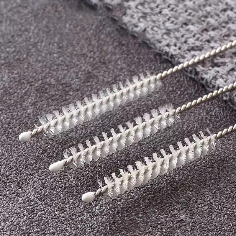 Brosse à poils de guidage en acier inoxydable pour paille de biberon, brosse de nettoyage pour tasse, brosse à tube en spirale, brosse à poils fendus, brosse à paille à poils doux