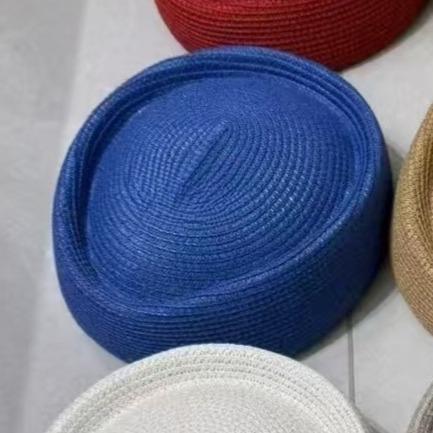 2026 Summer Paper Straw Uniform Party Stewardess Teardrop Hat for Women Hostess Fashion Pillbox Hat Vintage Painter Berets Hat