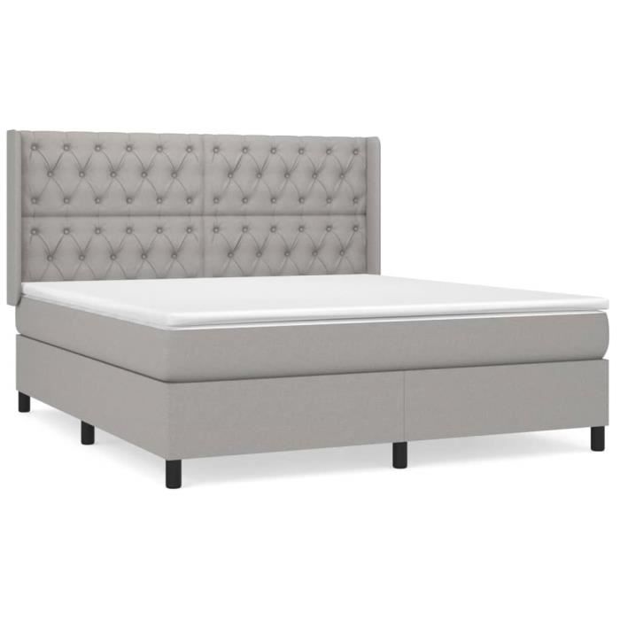 3131681 vidaXL Lit à sommier tapissier avec matelas Gris clair 160x200cm Tissu