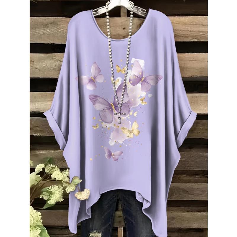 2026 Camiseta de Manga Corta Irregular de Moda con Estampado Floral Vintage para Mujer Ropa de Mujer Holgada y Casual Top Oversize