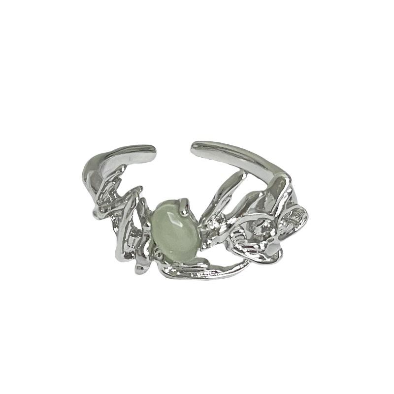 Imitation Chalcedony Open Ring Rabbit Personality Kitten Niche Design Light Luxury High-End Ring