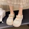 Summer Korean Version of Fashion Hole Sandals Light Thick-soled Bag Head Half Slippers Increase the Height and Breathability Hollow Mesh Shoes Steppin