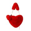 Peach Heart Fluffy Crossbody Bag - Faux Rabbit Fur, Plush Chain Design