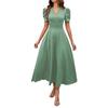 Summer Women's Fashion Chic High Waist Solid Short Sleeve Ruched Dress