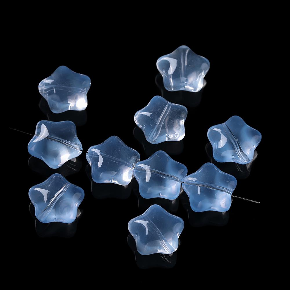 10pcs Colored Star Shaped Beads Glass Spacer Loose Beads for DIY Phone Chains Necklaces Bracelets Crafts Jewelry Making Findings