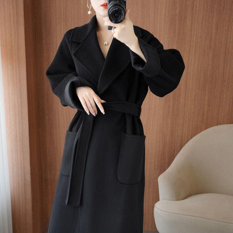 2023 Women's Mid-Length Oversized Double-Faced Cashmere Wool Coat
