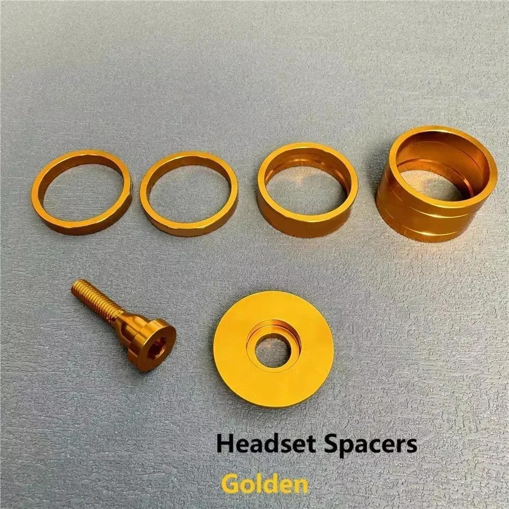 Colorful Bicycle Headset Spacer Alloy Aluminum CNC-Made 5mm/10mm/20mm Top Cap Bolts Bike Parts Bur Spacer GOLDEN