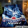 Custom Name Crystal Palace Crest Art Throws Blanket Flannel Blankets for Couch Bed Gifts for Men Women Picnic blanket Christmas fan gifts
