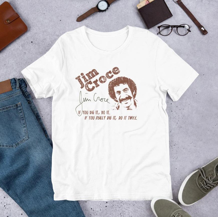 Vtg Jim Croce For Fans Cotton Heavy White Full Size Unisex Shirt Unisex T-Shirt S