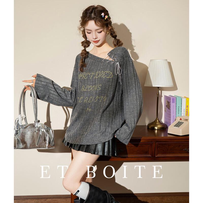 Hollow Long-Sleeve Lace-up Blouse S