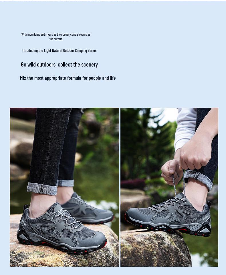Ultra-Light Breathable Hiking Shoes: Wear-Resistant, Non-Slip, Large Size, Ideal for Outdoor Activities & Camping.