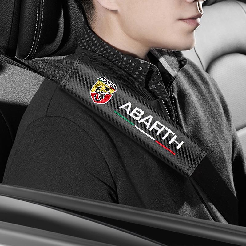 2PCS High Quality Car Seat Belt JXRXJ Protection Shoulder Pad Cover For Fiat Abarth 500 Abarth 124 Abarth 595 500c Car Accessories