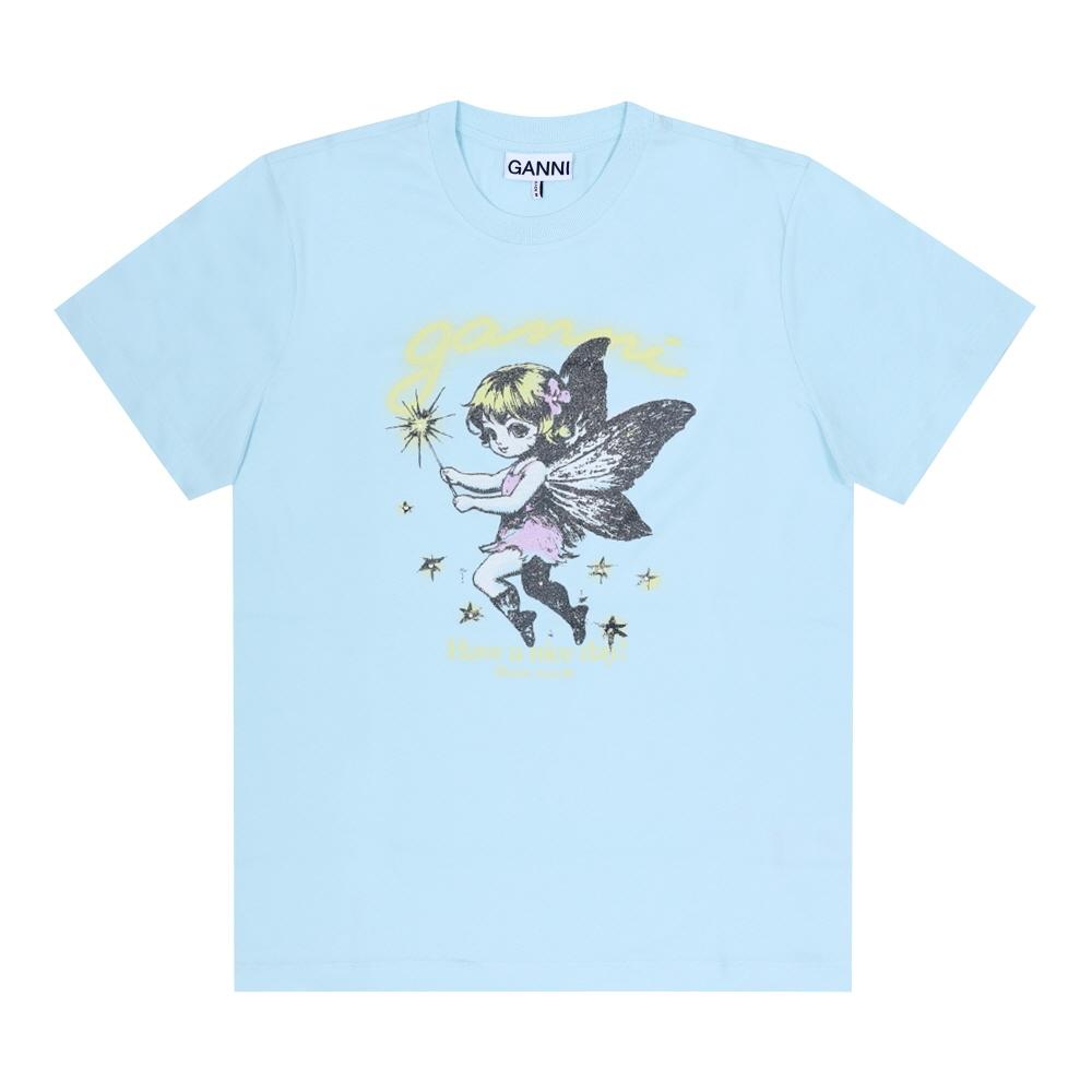 Ganni Women S Fairy Logo T ShirT 07z A1050174 A1050174 07Z (XS)