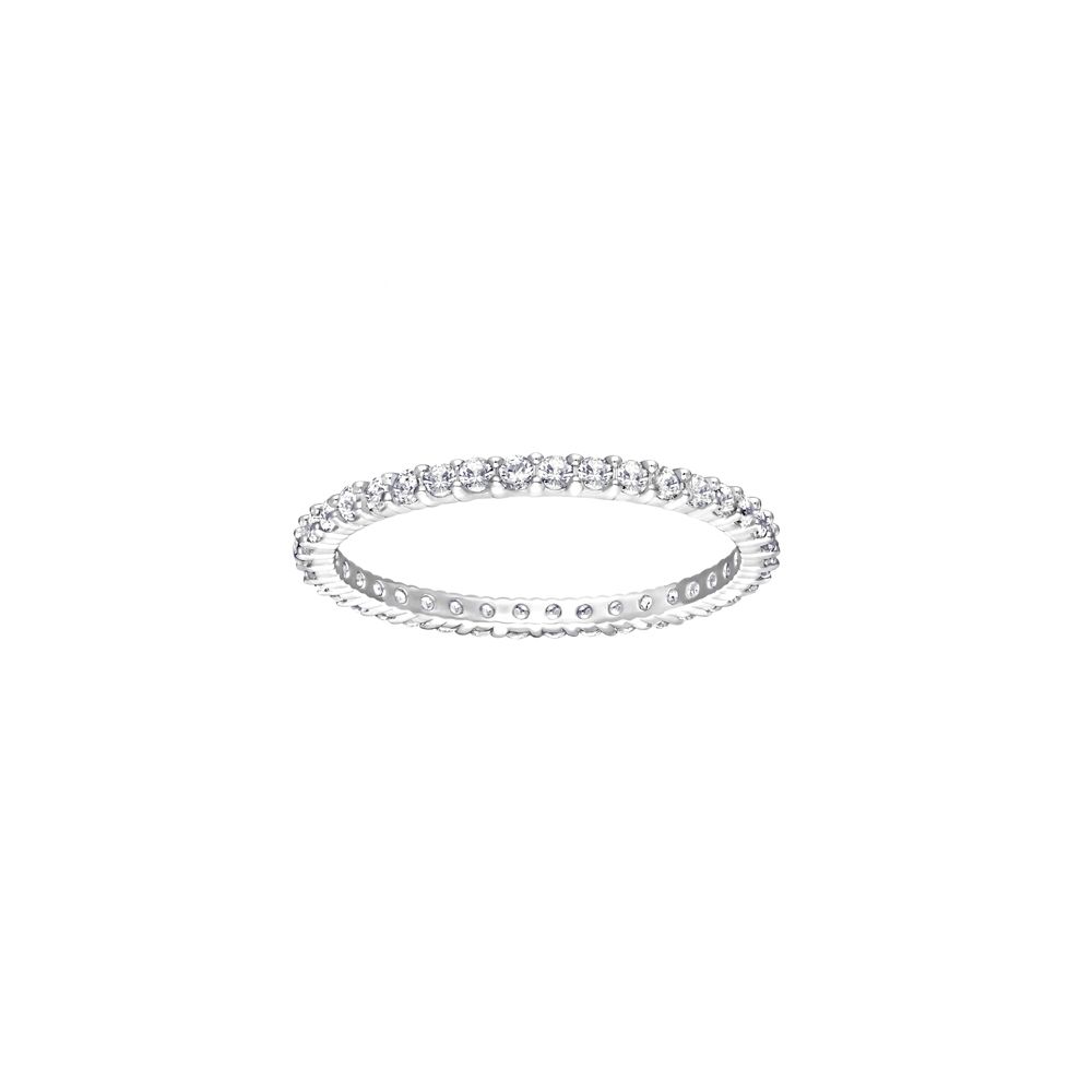 Swarovski Vittore Full Crystal Rhodium Plated Ring Women rings Silver 5028227 Box+Shopping Bag (Random Color),50