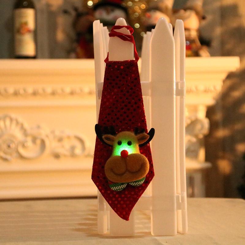 Tie Christmas Bow Light Up Santa Claus Holiday Sequin Ties Xmas Party Decor Gift