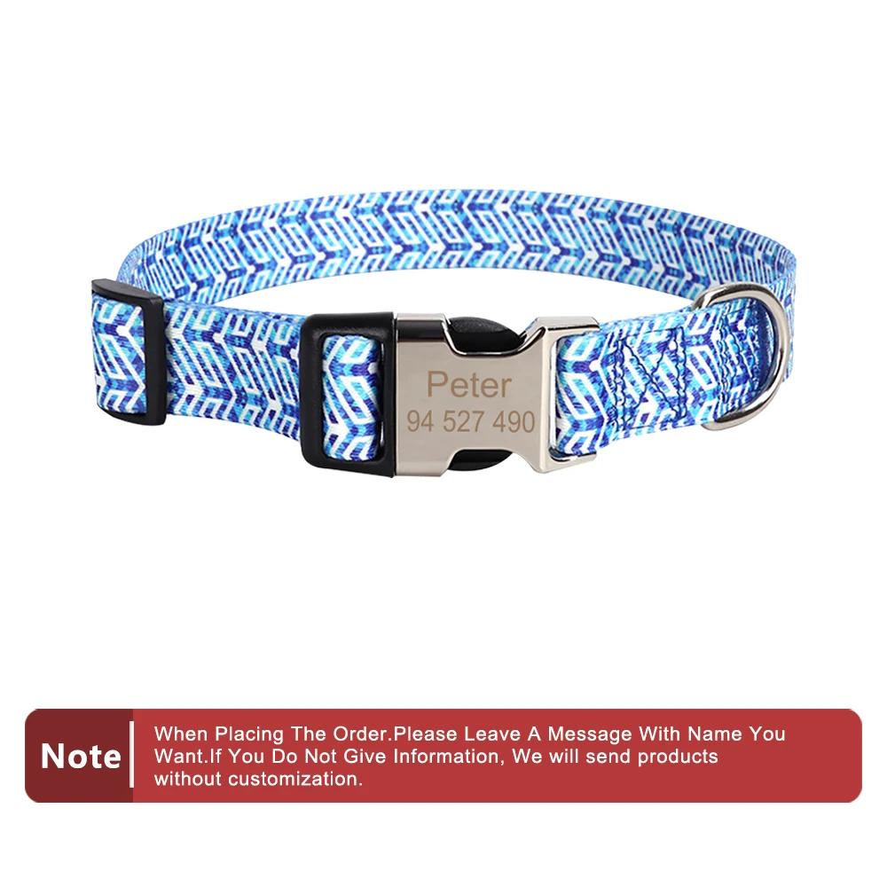 Classic Custom Dog Collar Metal Buckle Dogs Nameplate Collar Free Engrave Personalized Pet Collars Adjustable for Small Medium Large Dog