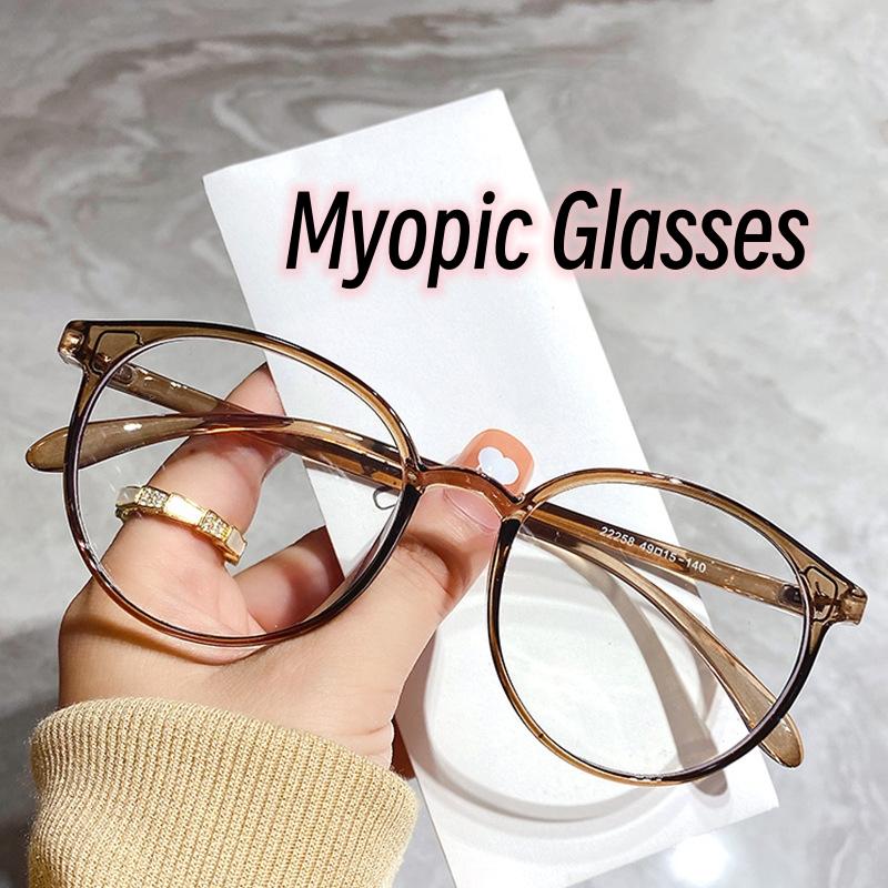 

New Blue Light Blocking Myopia Glasses Vintage Transparent Prescription Eyeglasses Luxury Round Frame Short Sight Eyeglasses