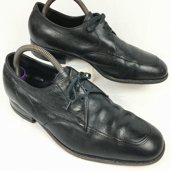 

1970s Vintage FLORSHEIM U-Tip Business Shoes Black Wide 9.5EEE 27.5 Men s