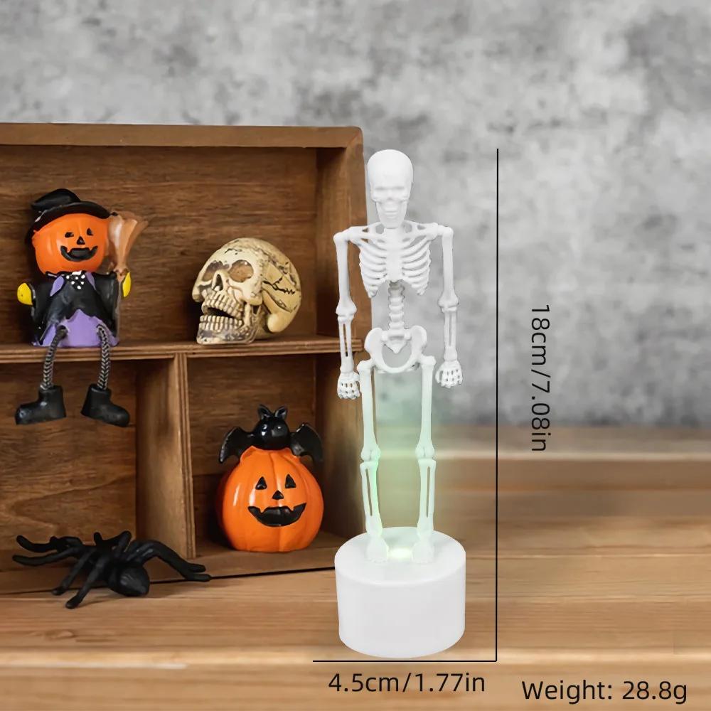 Skeleton Figurine Set - Full Body & Skull Collectibles with LED Light, Gothic Desktop Decor for Office, Living Room & Bedroom