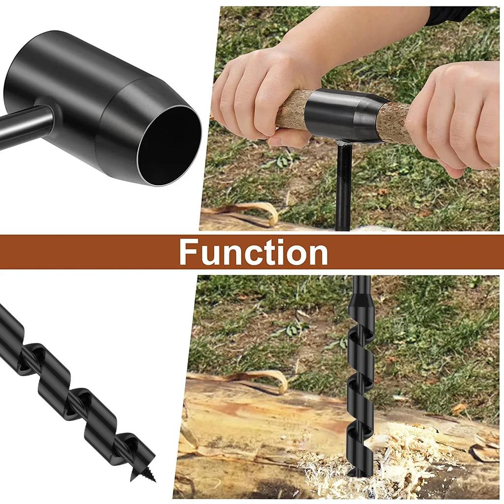 Auger Drill Bits 10/16/19/25mm Width Outdoor Survival Punch Tool Camping Bushcraft Manual Hole Maker Wrench Core Woodworking
