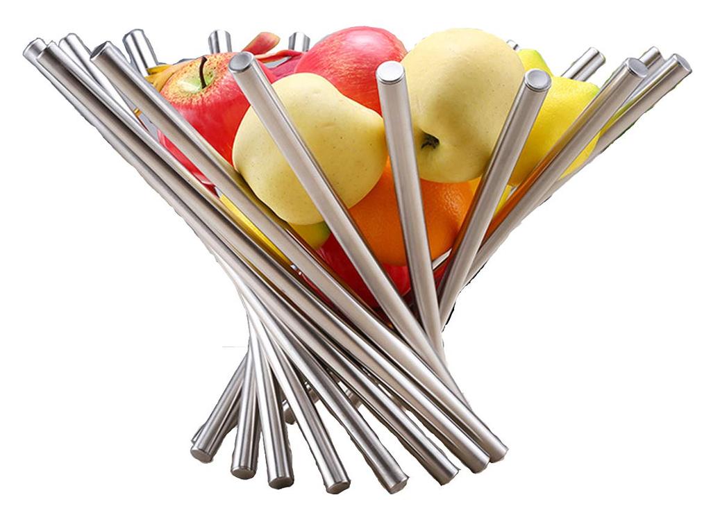 [narunaru] Stainless Steel Foldable Fruit Basket, Basket Bowl, Interior Decor